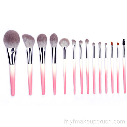 Jeu de pinceaux de maquillage rose de luxe de luxe de qualité supérieure